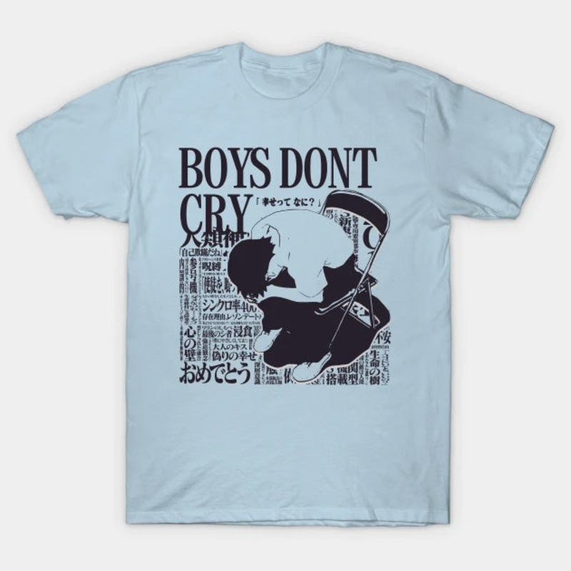 T-Shirt: Boys Don't Cry - Light Blue Small
