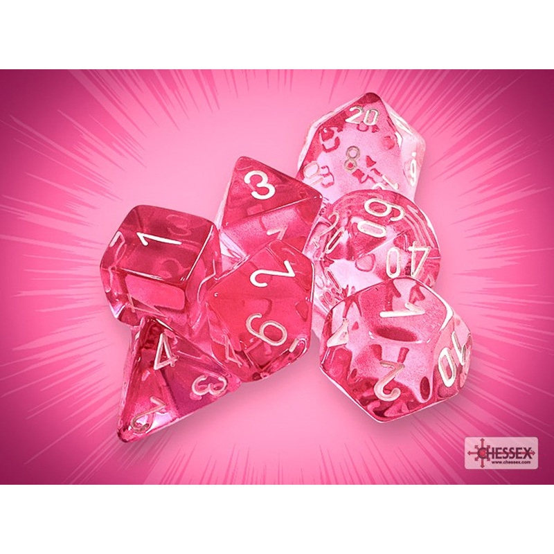 Chessex Dice Set: Translucent - Pink/White (7)