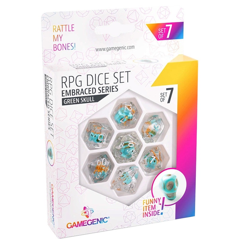 Embraced Series Dice Set: Green Skull (7)