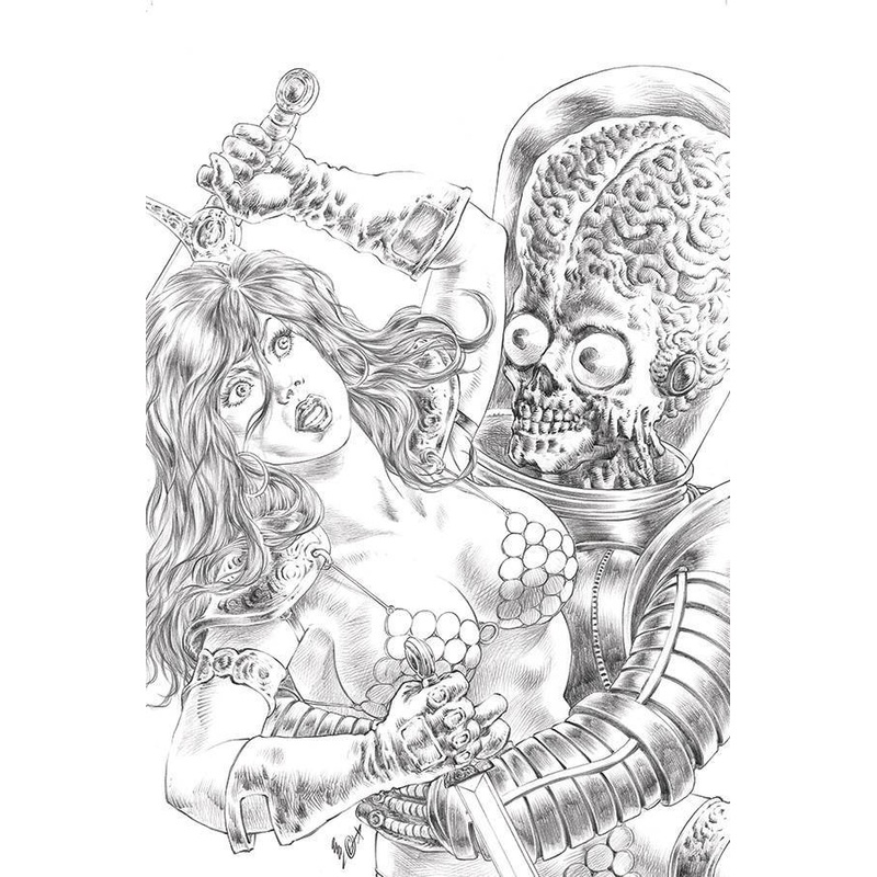 MARS ATTACKS RED SONJA #1 1:15 QUAH B&W VIRGIN FOC INCV