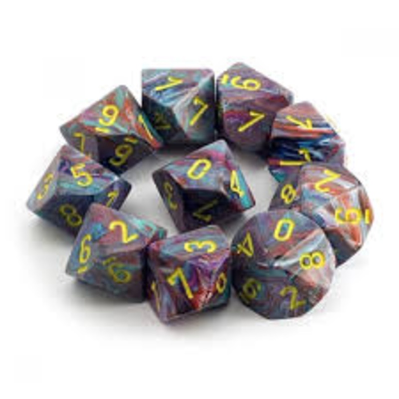 Chessex d10 Set: Festive - Mosaic w/Yellow (10)