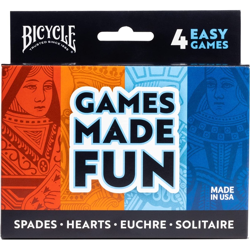 Bicycle Playing Cards: 4 Games In 1: Euchre, Hearts, Spades, and Solitaire