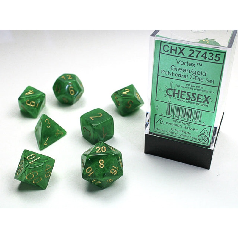 Chessex Dice Set: Vortex - Green/Gold (7)
