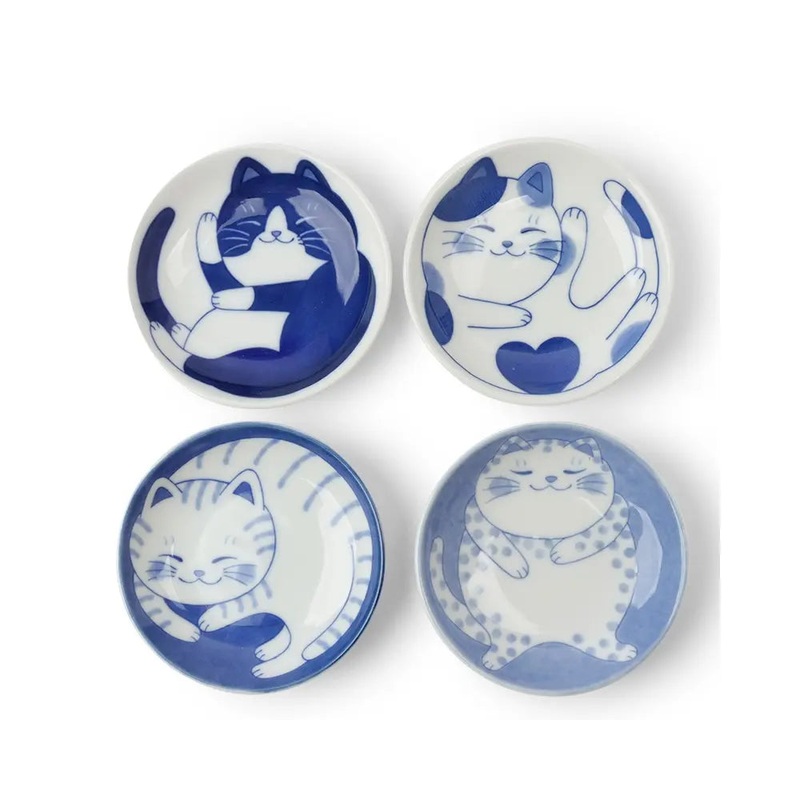 Blue & White Cat 3.75" Plate Tuxedo