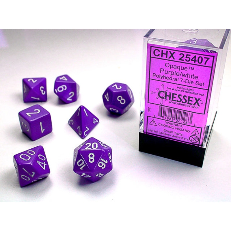 Chessex Dice Set: Opaque - Purple/White (7)