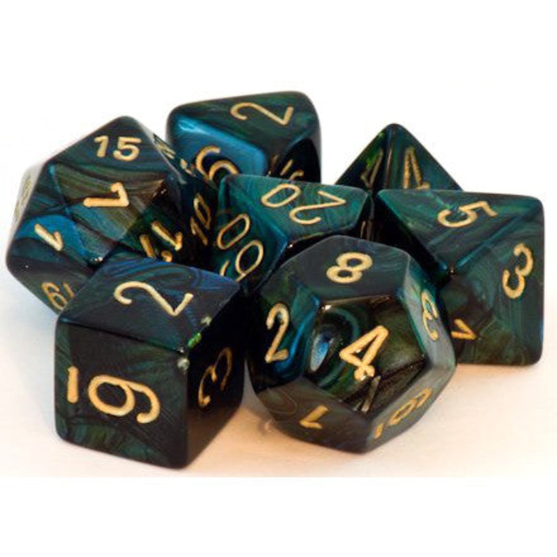 Chessex Dice Set: Scarab Jade/Gold (7)