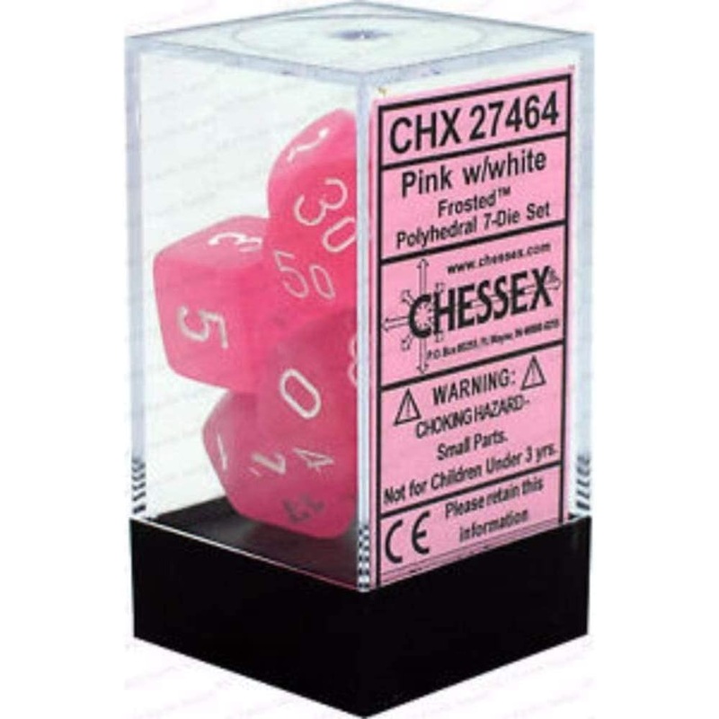 Chessex Dice Set: Frosted Pink/White (7)