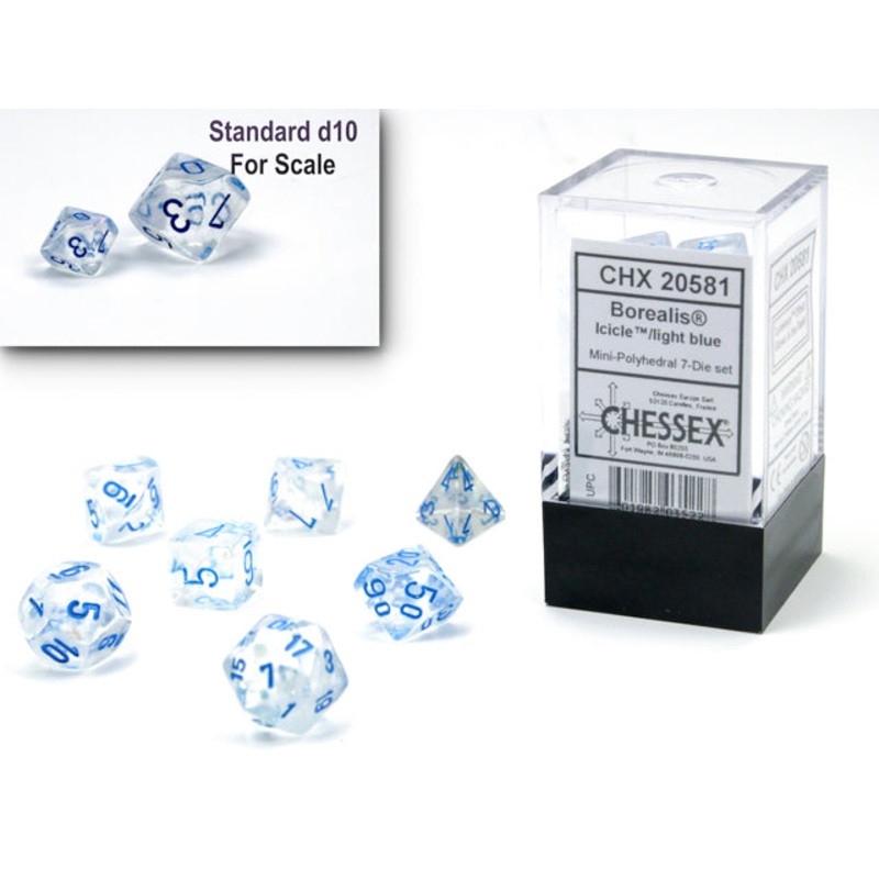 Chessex Mini Dice Set: Luminary Borealis Icicle/Light Blue (7)