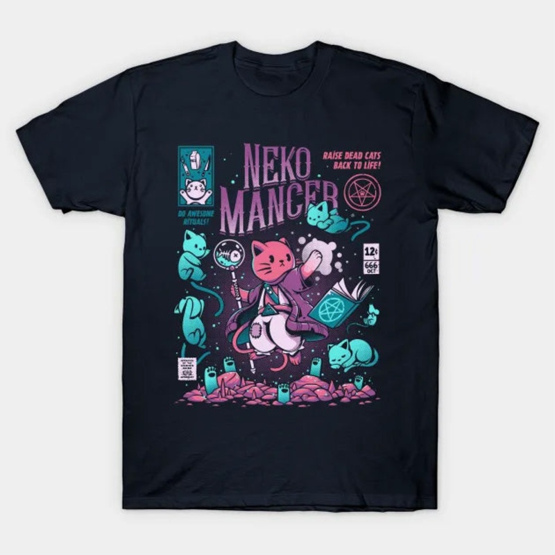 T-Shirt: Nekomancer - Navy Small