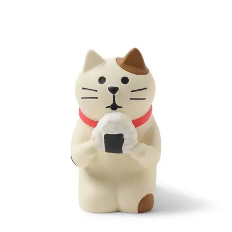 Cat Figurine with Omusubi (Rice Ball)