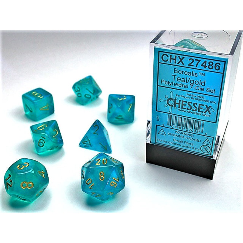 Chessex Dice Set: Borealis Teal/Gold (7)