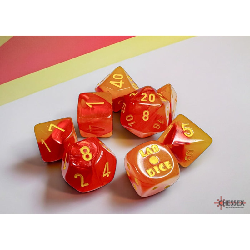 Chessex Lab Series 8 Dice Set: Luminary Red w/Yellow (8)