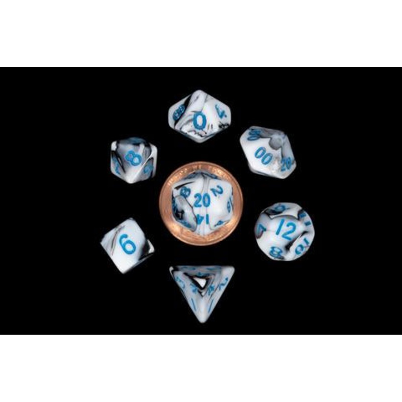 Metallic Dice Games Mini Dice Set: Marble/Blue (7)