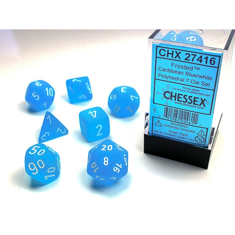 Chessex Dice Set: Frosted Caribbean Blue w/White (7)