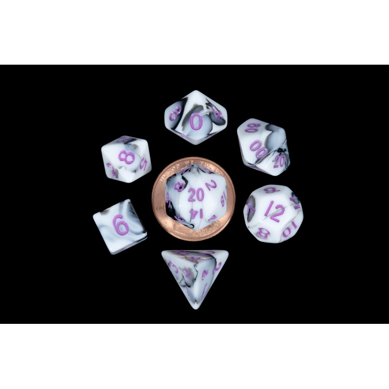 Metallic Dice Games Mini Dice Set: Marble/Purple (7)