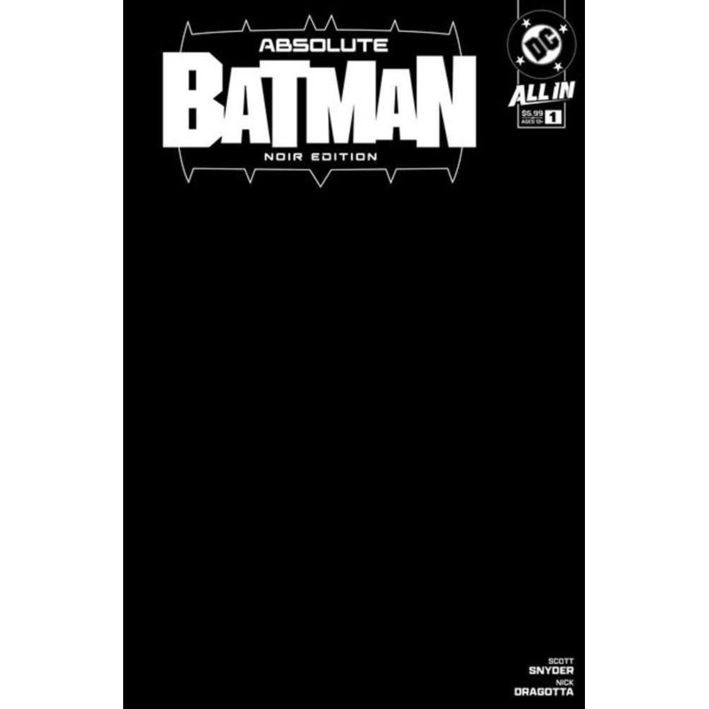 Absolute Batman Noir Edition #1 (One Shot) Cover B Black Blank Card Stock Variant *one copy per customer*
