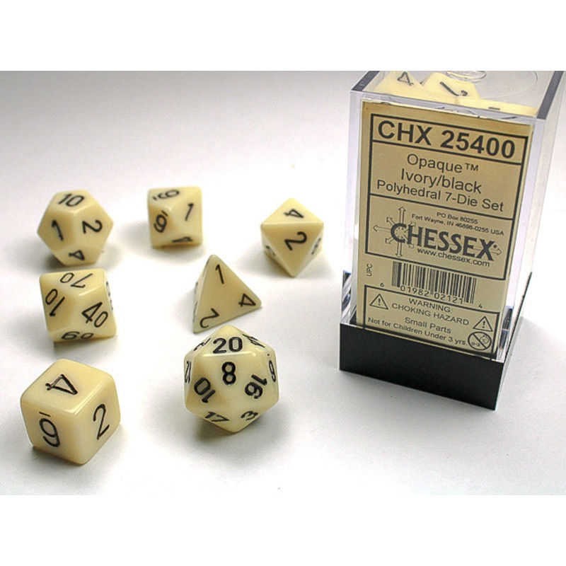 Chessex Dice Set: Opaque Ivory/Black (7)