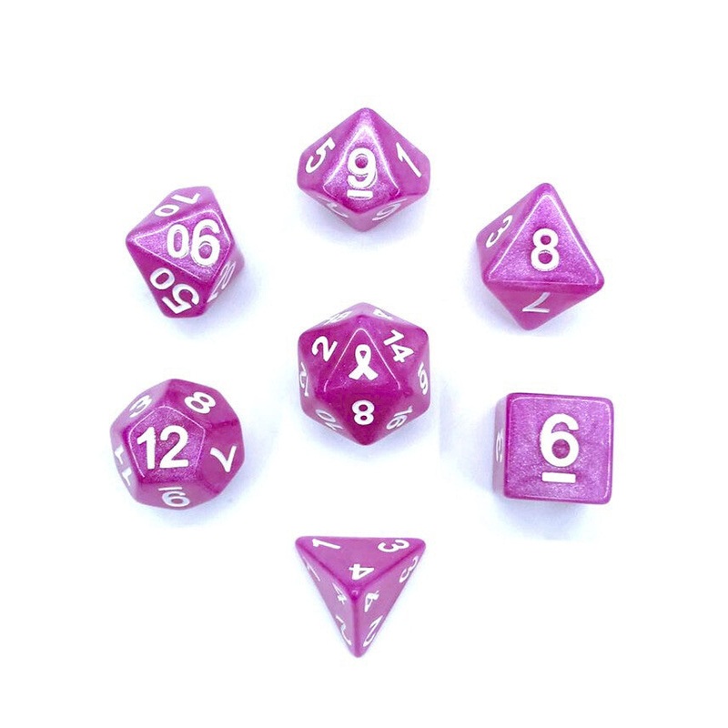 Heartbeat Dice Set: Breast Cancer Awareness (7)