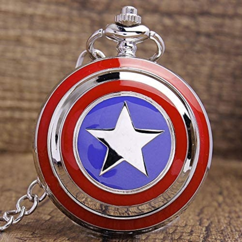 Captain America Shield Pocket Watch Metal Keychain