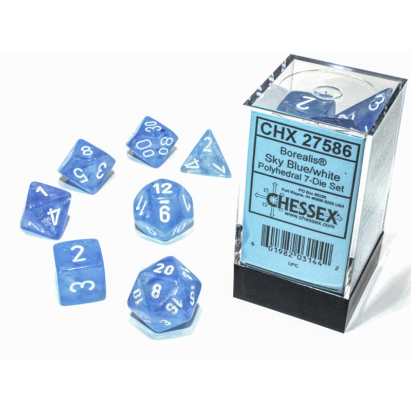 Chessex Dice Set: Borealis Luminary - Sky Blue/White (7)