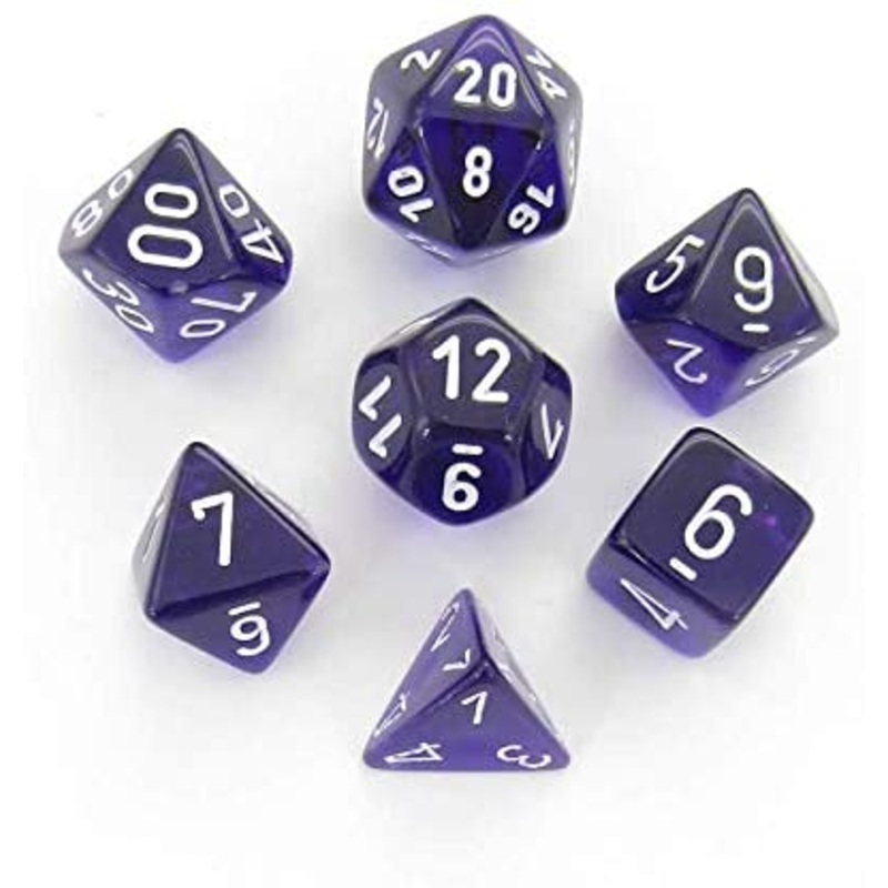 Chessex Dice Set: Translucent Purple w/White (7)
