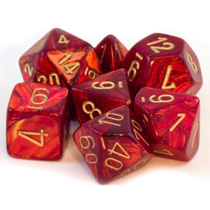 Chessex Dice Set: Scarab Scarlet/Gold (7)