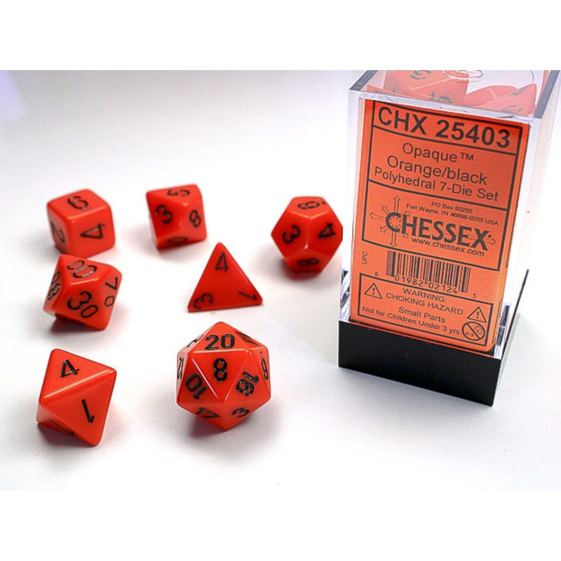 Chessex Dice Set: Opaque - Orange/Black (7)