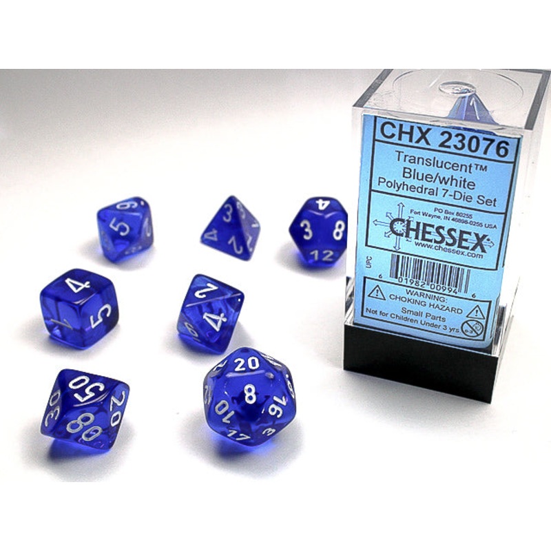 Chessex Dice Set: Translucent - Blue/White (7)