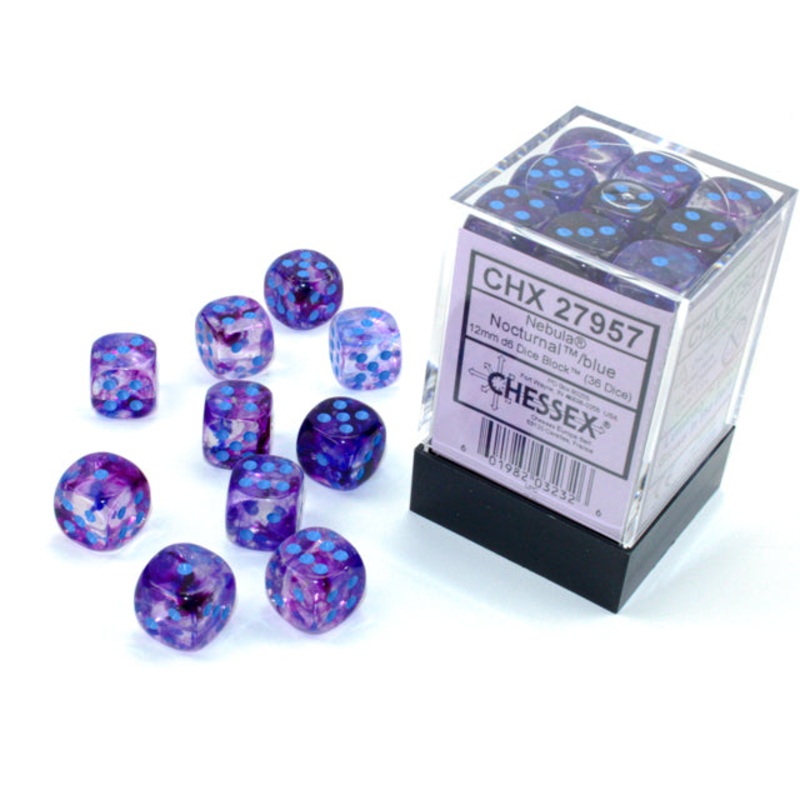 Chessex 12mm d6 Set: Nebula Luminary Nocturnal/Blue (36)