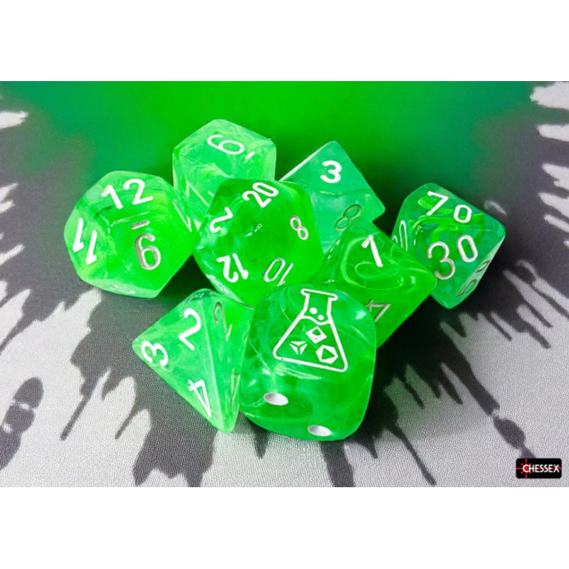 Chessex Lab Series 9 Dice Set: Nebula - Gelatinous/white (7 + Bonus Die)