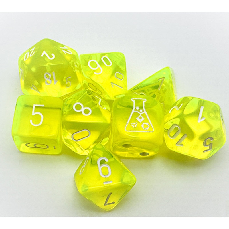 Chessex Dice Set: Translucent - Neon Yellow w/White (7)
