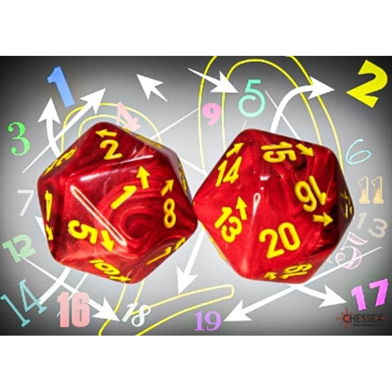 Chessex: Vortex Countup and Down D20 - Red/Yellow (1)