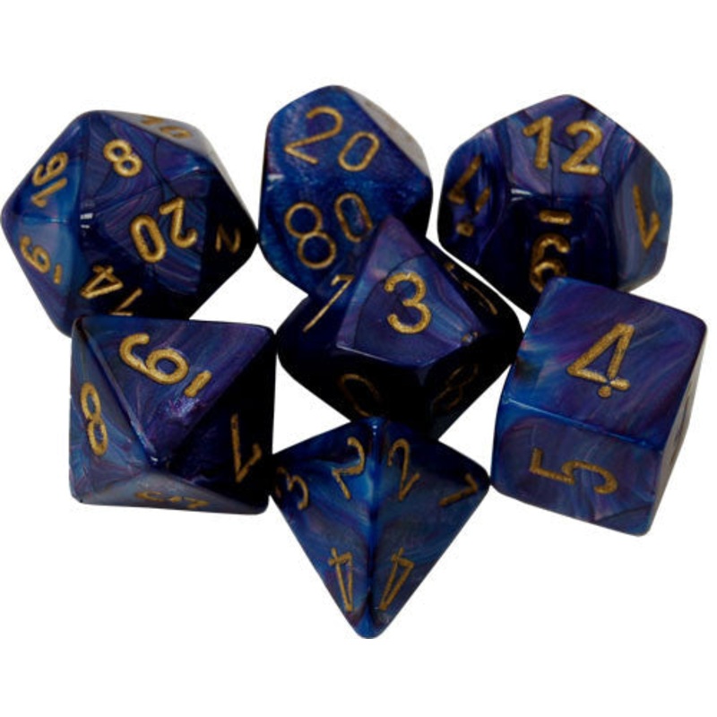 Chessex Dice Set: Lustrous Purplec w/Gold (7)